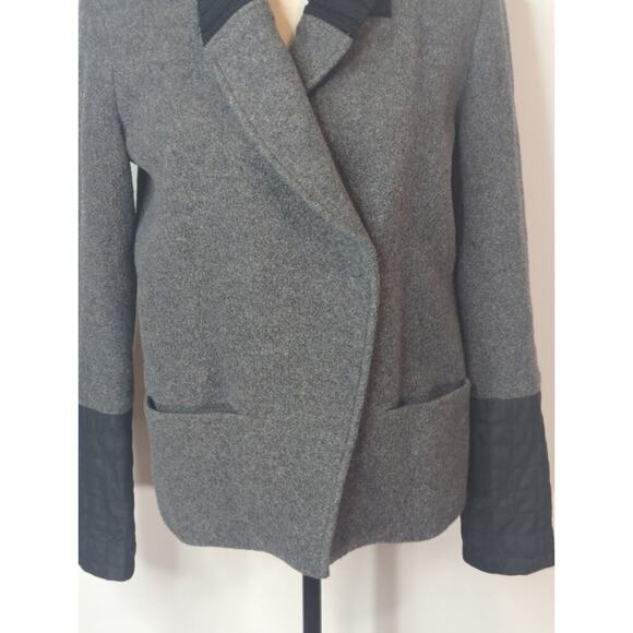 Theory Ponette Grey Wool Leather Jacket Outdoor Womens Size Medium - Picture 5 of 14